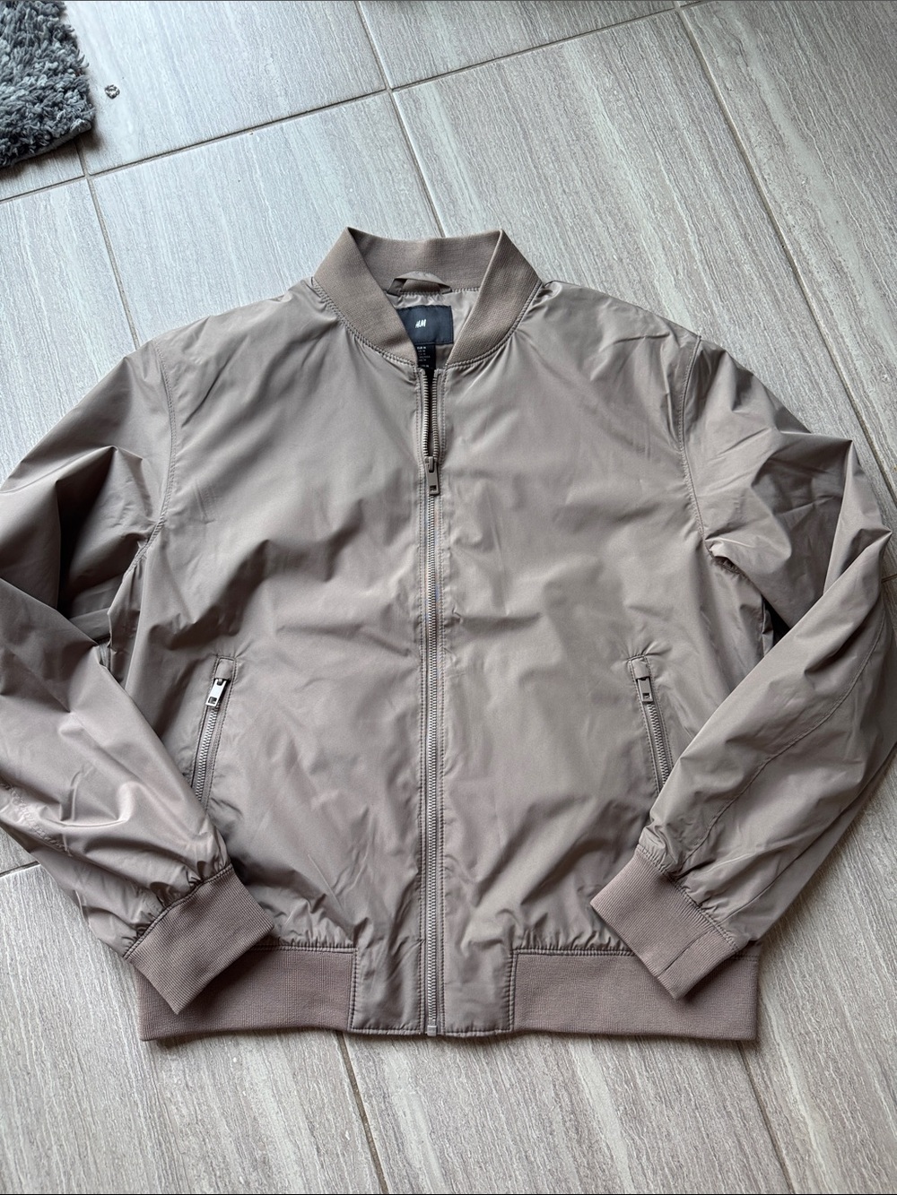 H&M Men's Taupe Lightweight Bomber Jacket